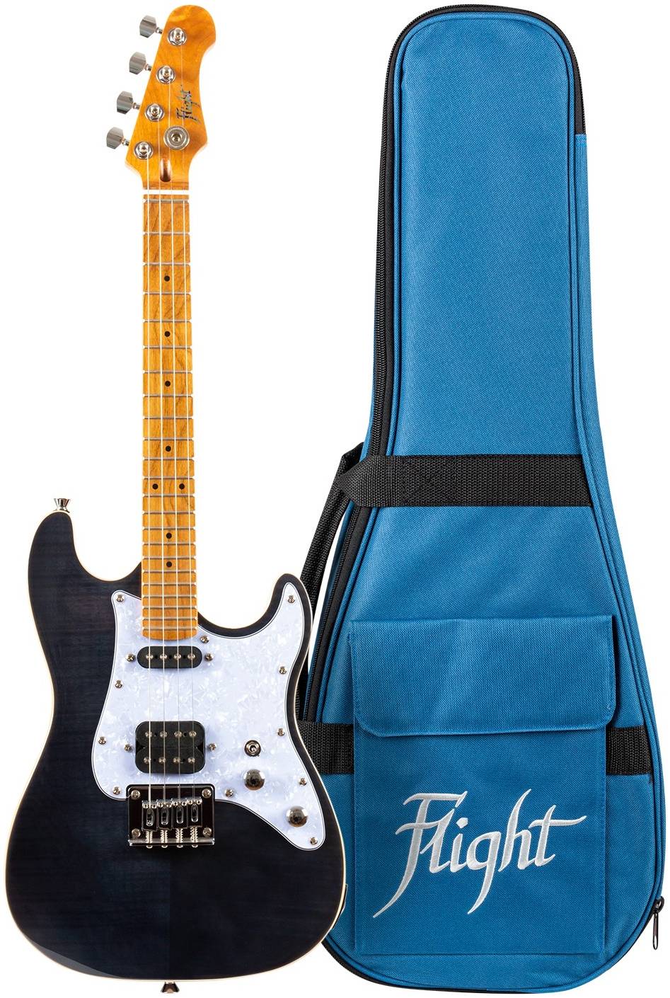 FLIGHT Pathfinder Tenor TBK - электроукулеле, стратокастер, тенор, чехол
