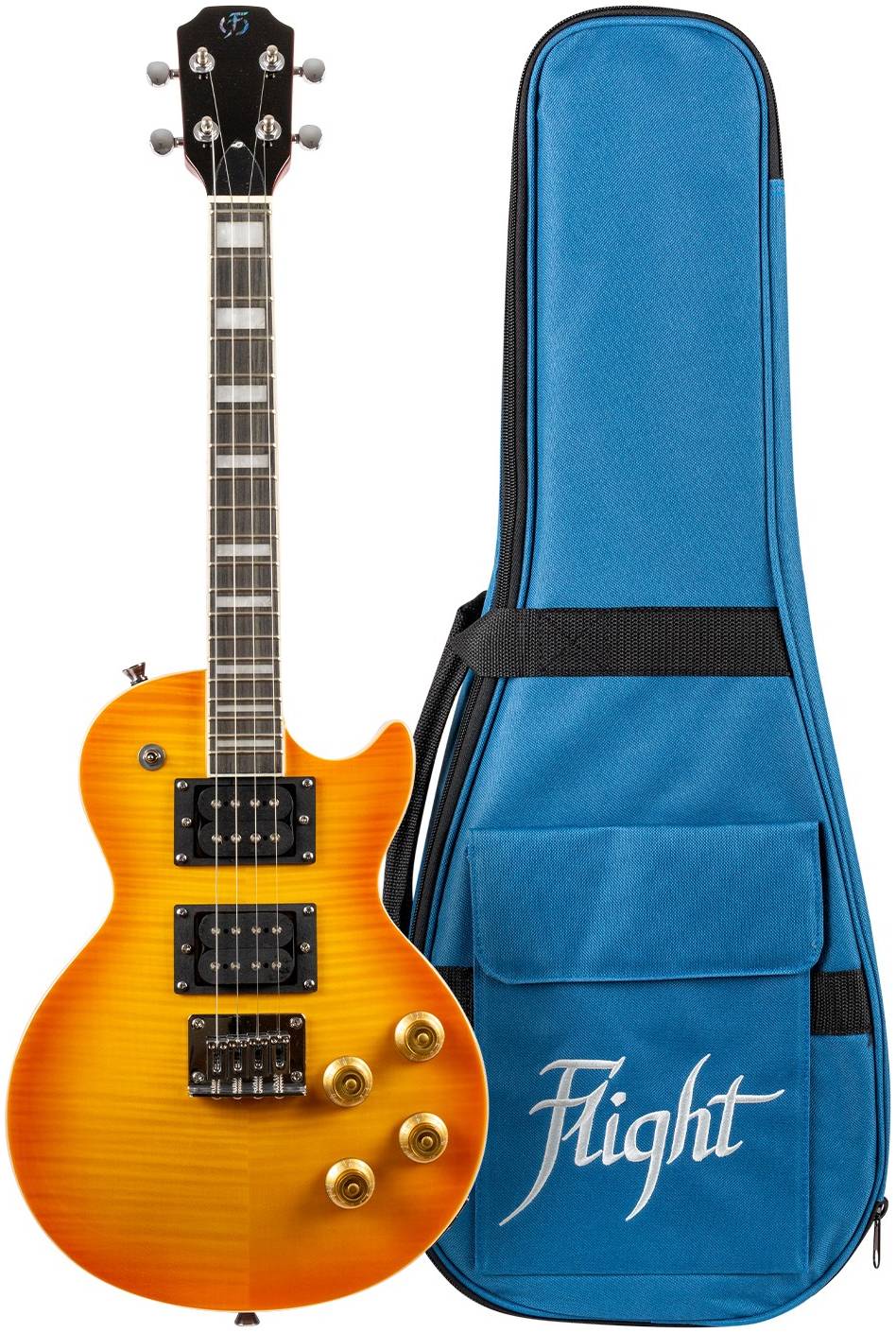 FLIGHT Centurion Tenor VB - электроукулеле, Les Paul, тенор, цвет Vintage Burst, чехол