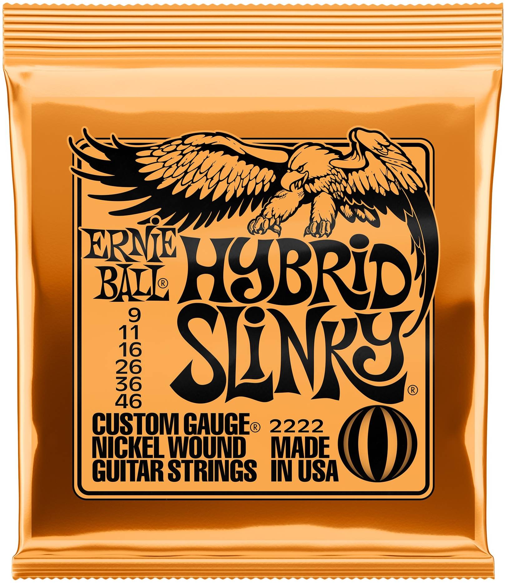 ERNIE BALL 2222 - серия Nickel wound - струны для электрогитары - (9-11-16-26-36-46), Hibrid Slinki