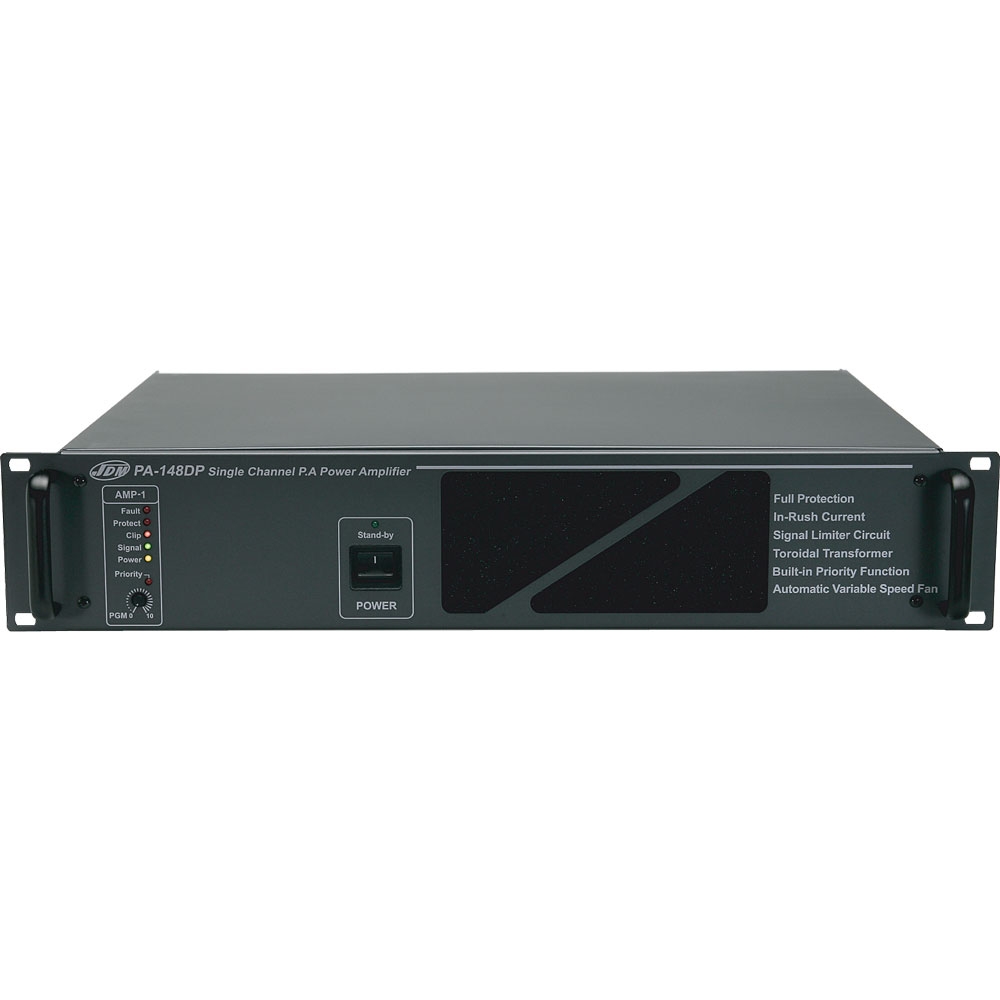 JDM PA-124DP Усилитель мощности 240 Вт\100В с  приоритетным входом, встроенным лимитером, многоступенчатой защитой, индикатором неисправности