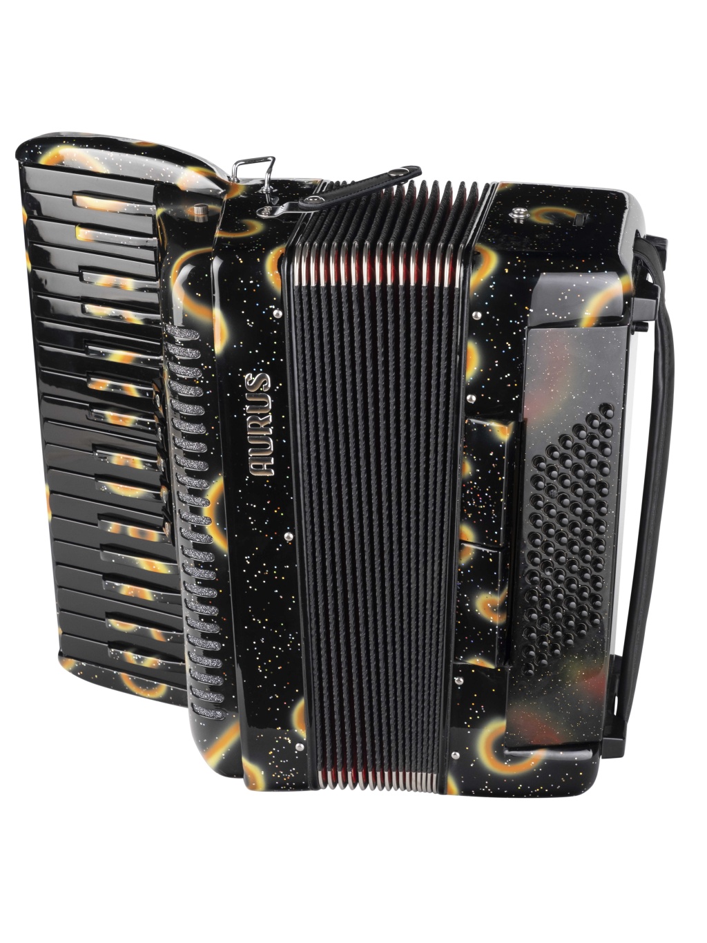 JH8002-A-BLACK Аккордеон 34/72/5/2, черный, черные клавиши, с футляром, Aurus