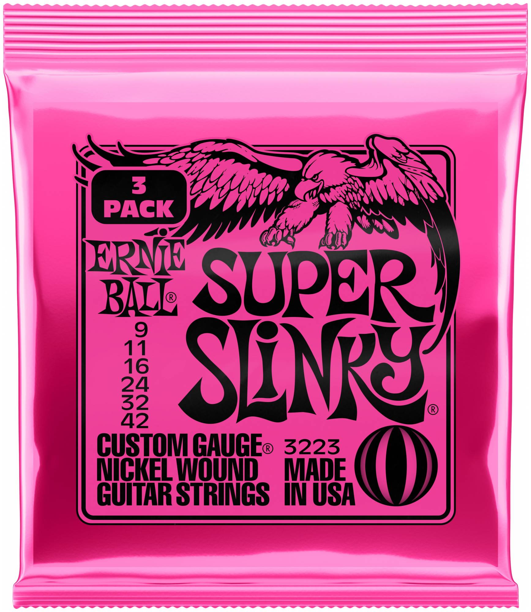 ERNIE BALL 3223 - набор из 3х комплектов для эл. гитары Nickel Wound Super Slinky (9-42)