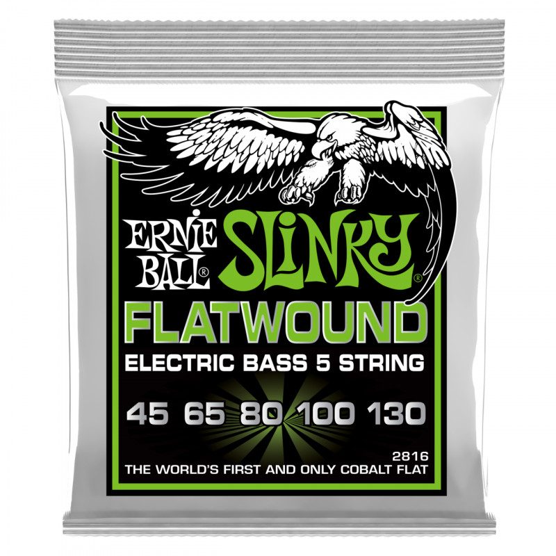 ERNIE BALL 2816 - струны для 5-cтр. бас-гитары Regular Slinky Flatwound Cobalt (45-65-80-100-130)