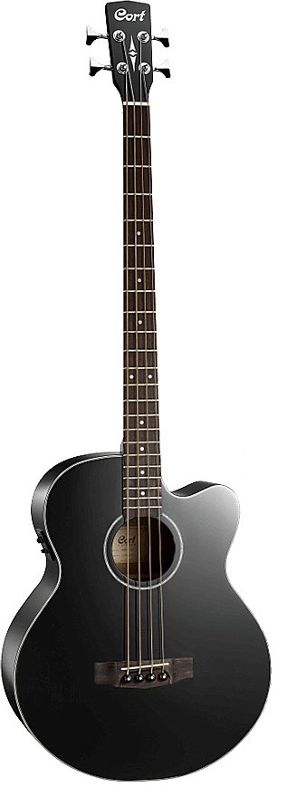 CORT AB850F-BK-BAG Acoustic Bass Series Электро-акустическая бас-гитара, с вырезом, черная