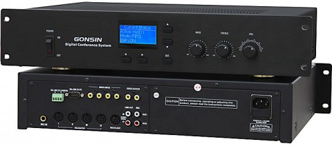 GONSIN TL-Z3 Центральный блок для конференц-системы. Подключение до 60 консолей. Подавитель обратной акустической связи. Эквалайзер. RS-232, RS-485. Видеоматрица 4х1+1. 2U/19".