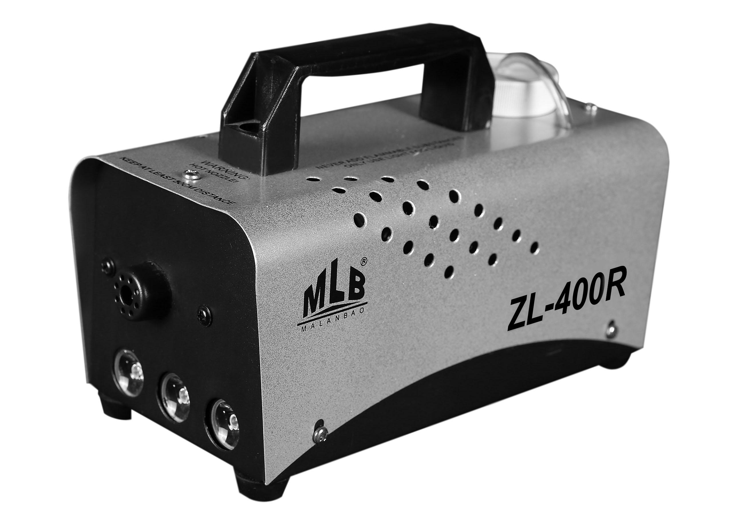 MLB ZL-400R. Компактный генератор дыма со светодиодной подсветкой красного цвета. Нагреватель 400Вт, подсветка LED 3 x 3Вт, габариты 23x11x11см, вес 1,5кг