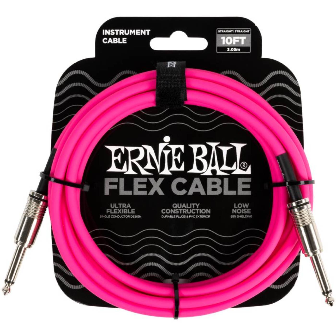 ERNIE BALL 6413 - кабель инструментальный Flex, прямой - прямой джеки, 3 метра, розовый