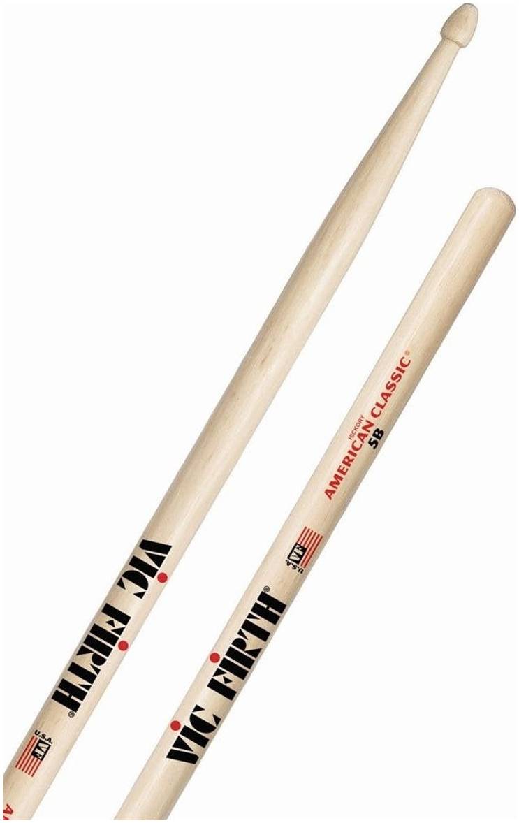 VIC FIRTH 5B - барабанные палочки 5B с деревянным наконечником, материал - гикори, длина 16"