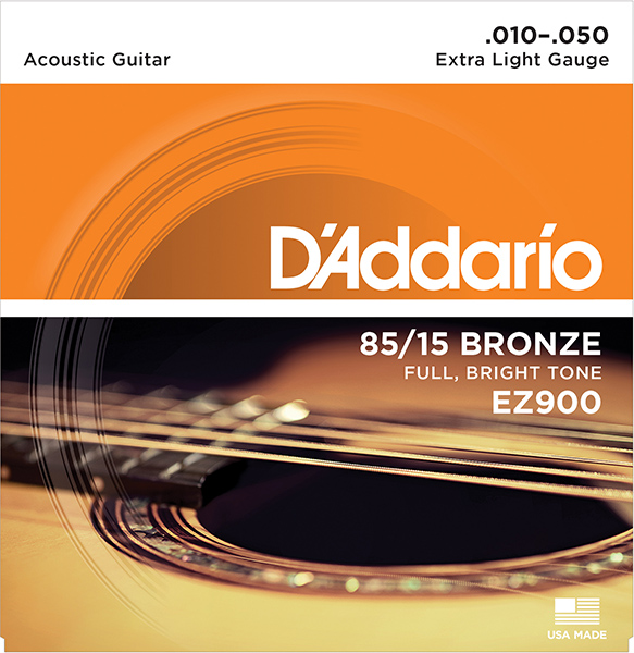 D'ADDARIO EZ900 Cтруны для акустической гитары, бронза 85/15, Extra Light 10-50