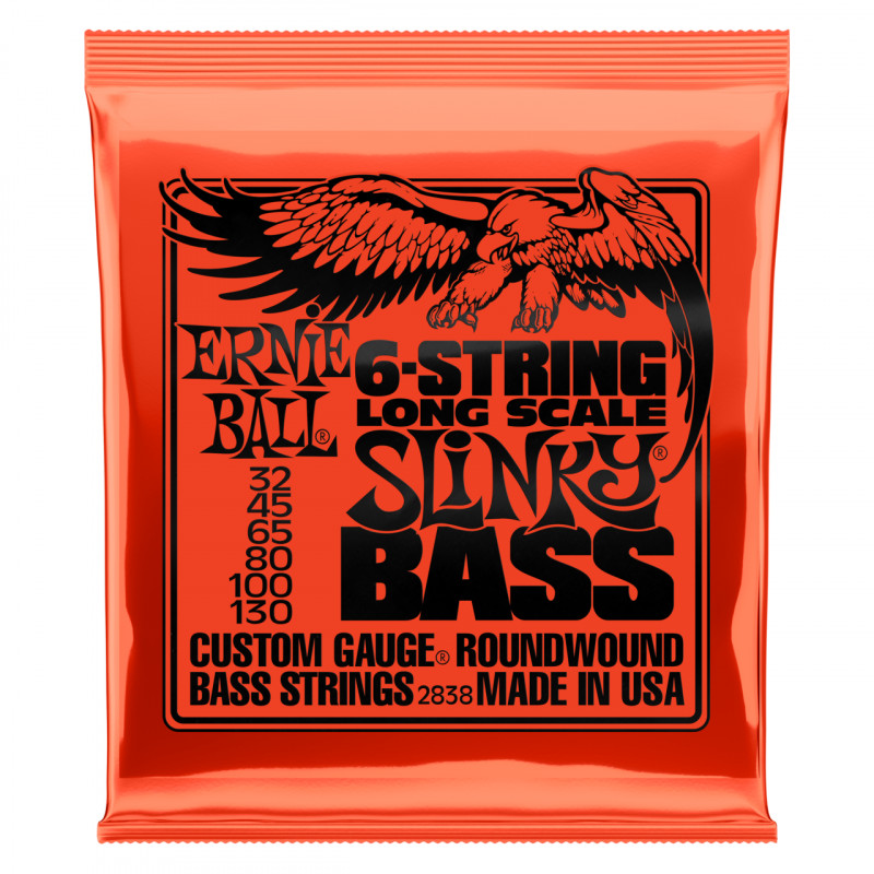 ERNIE BALL 2838 - струны для 6-струнной бас-гитары Nickel Bass LS Slinky 6 (32-45-65-80-100-130)
