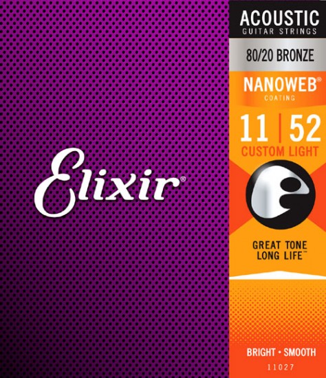 Elixir 11027 струны для акустической гитары NanoWeb (011-015-022-032-042-052)
