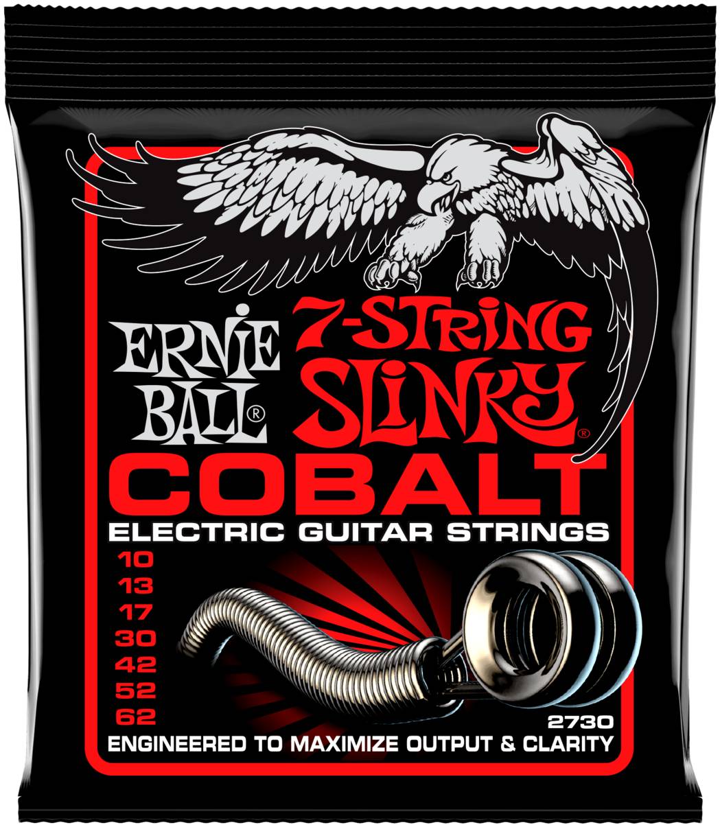 ERNIE BALL 2730 - струны для 7стр. элекрогитары Cobalt Bass Skinny Top Heavy Bottom Slinky (10-62)