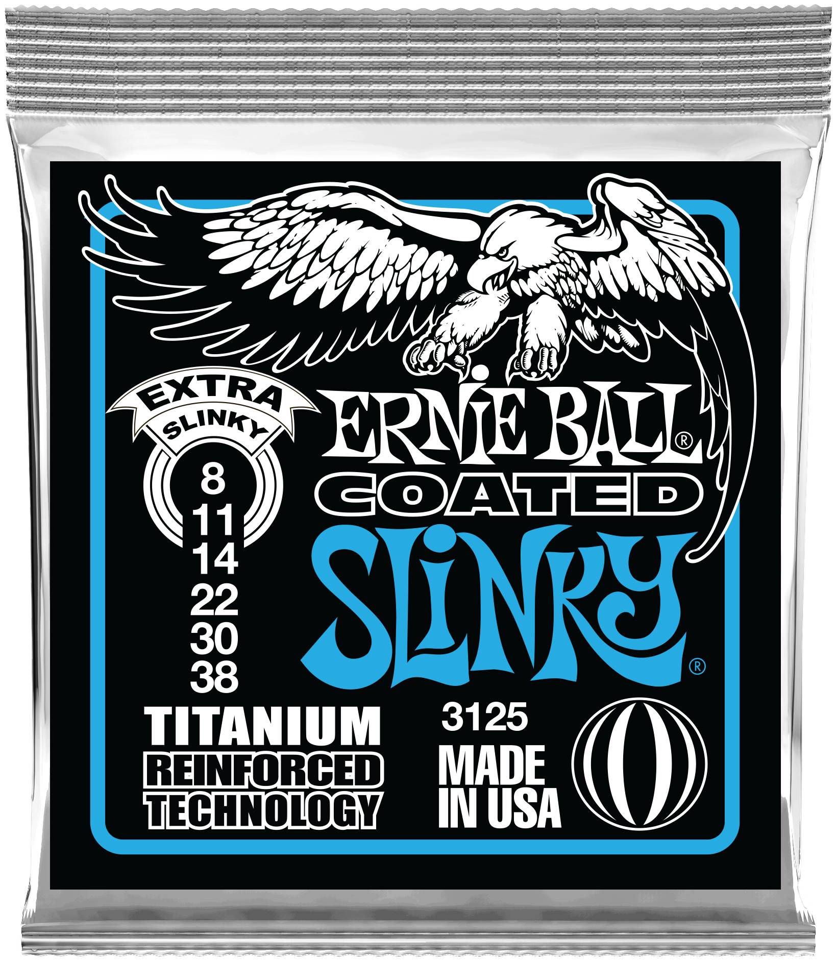 ERNIE BALL 3125 - струны для эл.гитары Titanium RPS Extra Slinky (8-11-14-22-30-38)