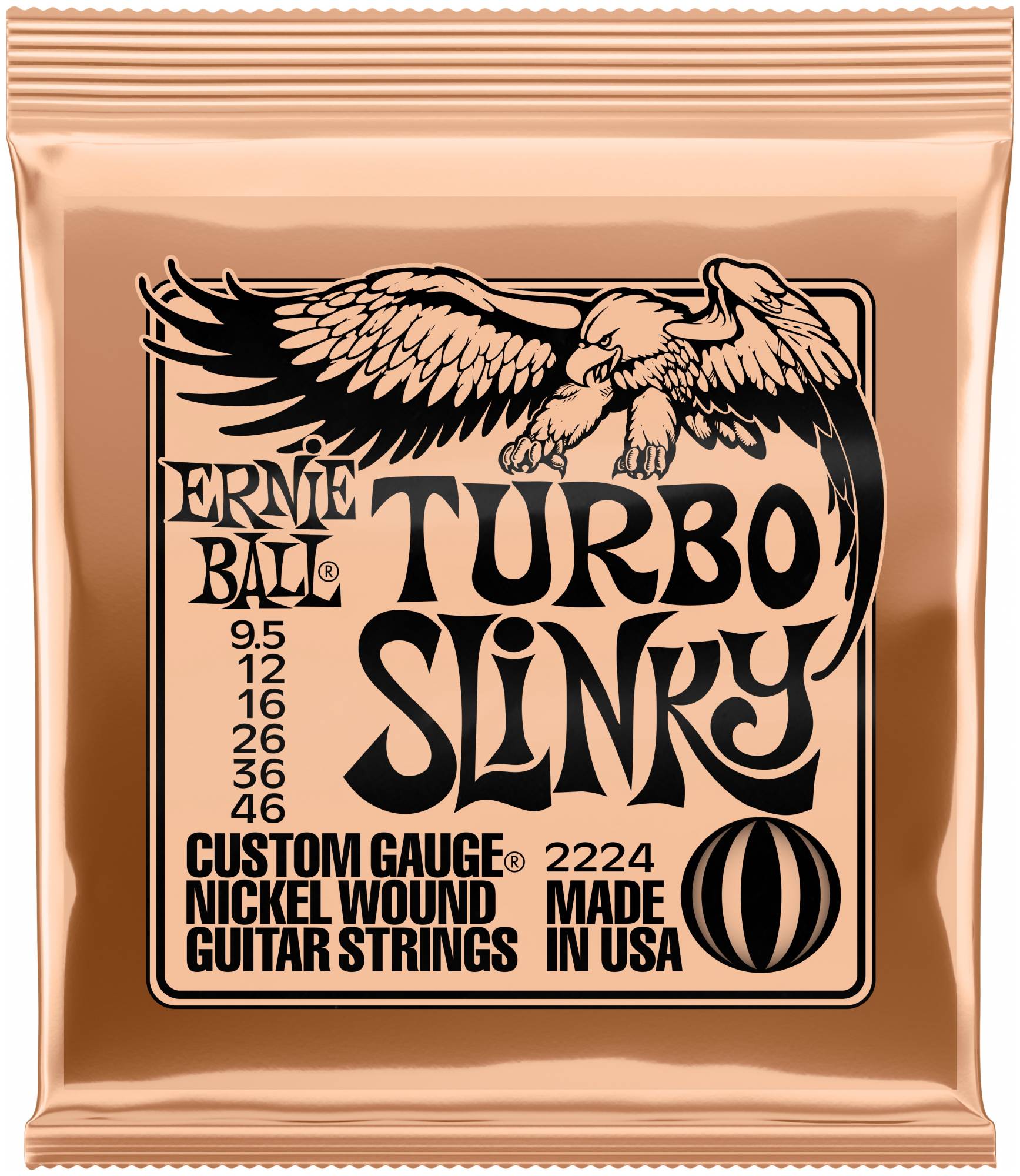 ERNIE BALL 2224 - струны для эл.гитары Nickel Wound Turbo Slinky (9.5-12-16-26-36-46)