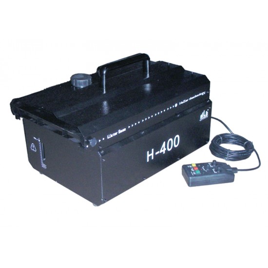 MLB H-400 Генератор тумана. Принцип действия -жидкость при помощи мощного компрессора разбивается на мельчайшие частицы.  Нагреватель не используется.