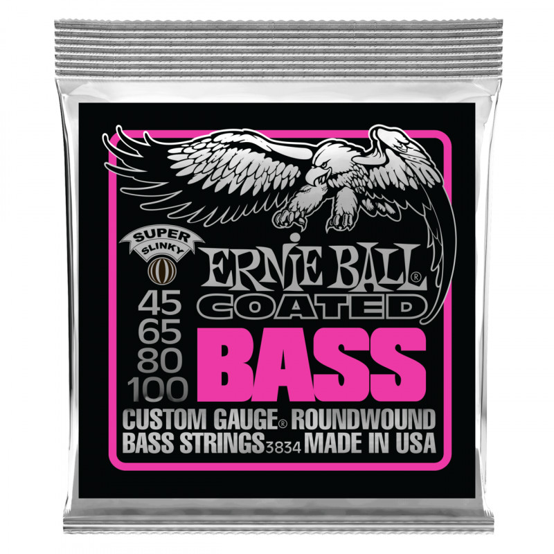 ERNIE BALL 3834 - струны для бас-гитары Coated Bass Super Slinky (45-60-80-100)