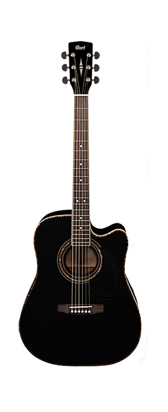 Cort AD880CE-BK-BAG Standard Series Электро-акустическая гитара, с вырезом, черная, с чехлом, Cort