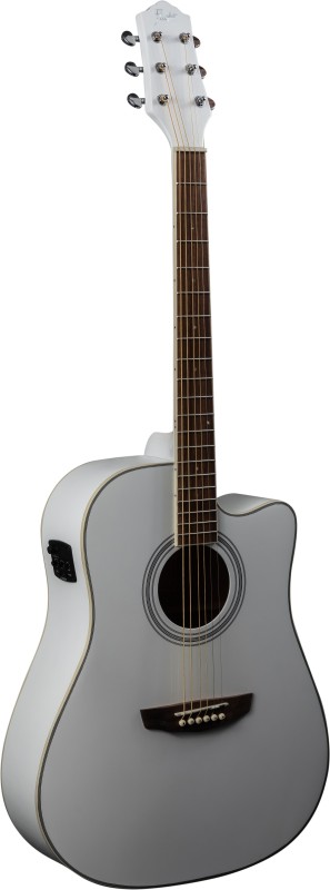 FLIGHT AD-200 CEQ WH - эл.-ак. гитара с вырезом, цвет белый, скос под правую руку