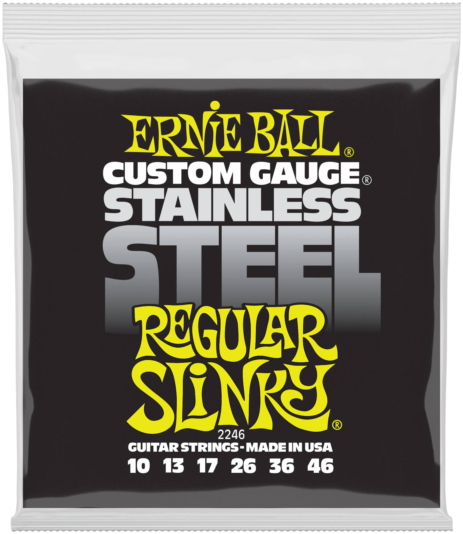 ERNIE BALL 2246- серия Stainless steel  - струны для электрогитары - (10-13-17-26-36-46), Regular, н