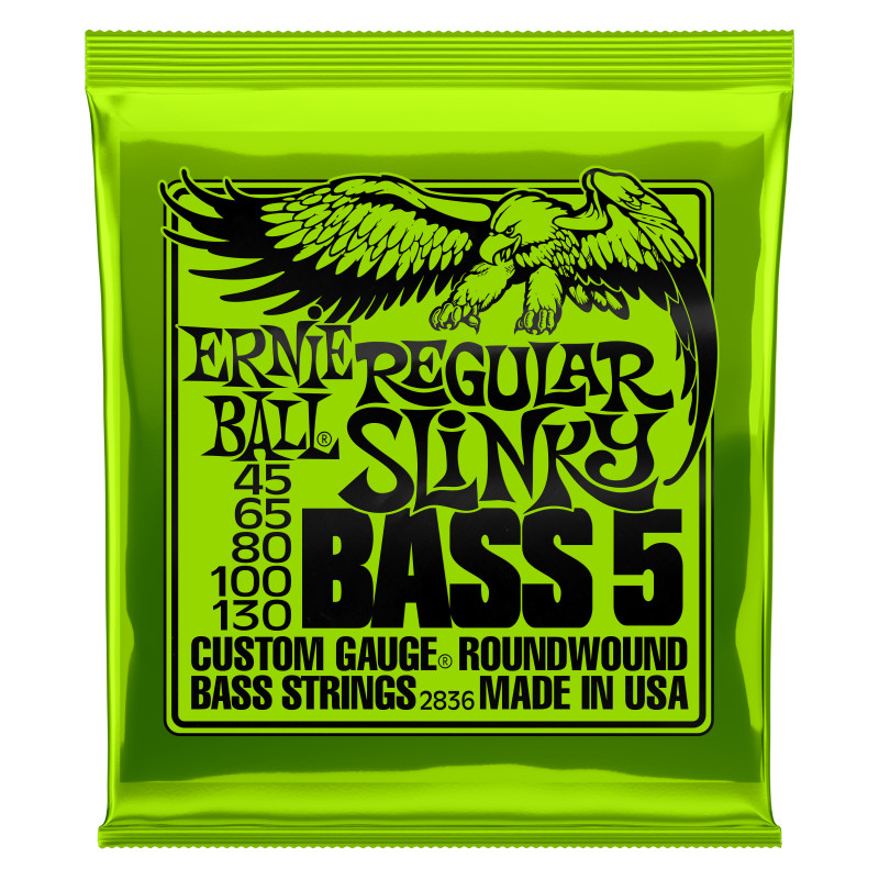 ERNIE BALL 2836 - струны для 5-струнной бас-гитары Nickel Bass Reguilar Slinky 5 (45-65-80-100-130)