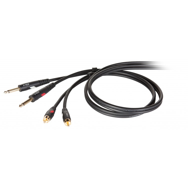 Die HARD DHG535LU3 - Проф. аудио кабель, 2х джек моно 6.3мм <-> 2х RCA, длина 3 м